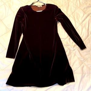 Ronni Nicole Plum velour flattering mid thigh velour stretch dress